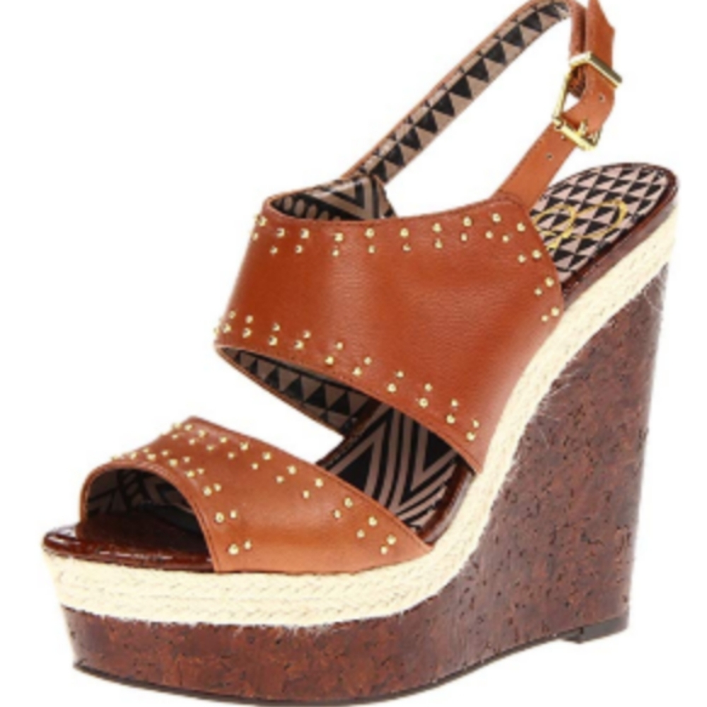 Jessica Simpson Gena Brown Leather Wedge Platform